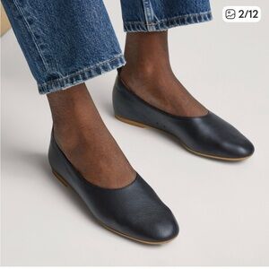 Everlane The Day Glove Black Leather Flats 7.5 Made in Italy